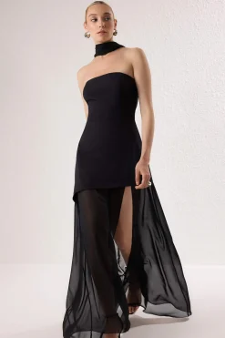 Trendyol Vestido largo con chal negro Hot