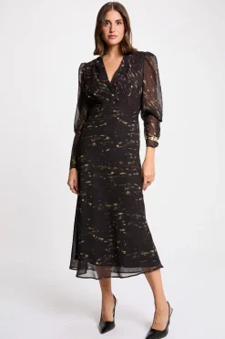 Morgan Vestido largo con mangas abullonadas Multicolor Discount