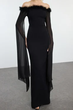 Trendyol Vestido largo de noche negro