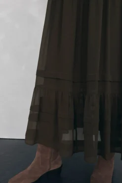 Pedro del Hierro Vestido largo detalle jaretas Verde Sale