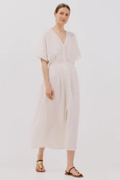 Cortefiel Vestido largo encaje Arena Outlet