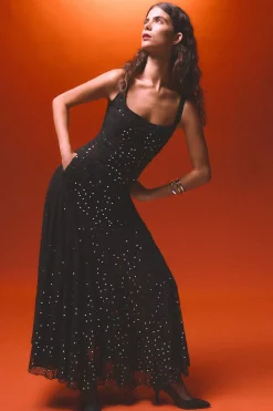 Pedro del Hierro Vestido largo espejos Negro New