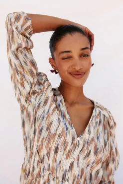 Cortefiel Vestido largo estampado Multicolor Clearance