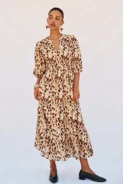 Cortefiel Vestido largo estampado ajustado Multicolor Best