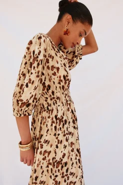 Cortefiel Vestido largo estampado ajustado Multicolor Best