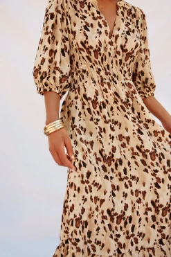 Cortefiel Vestido largo estampado ajustado Multicolor Best