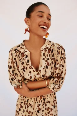 Cortefiel Vestido largo estampado ajustado Multicolor Best