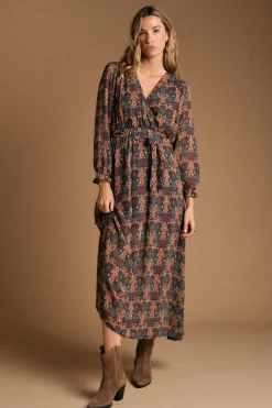 Polín Et Moi Vestido largo estampado esmeralda Multicolor Clearance