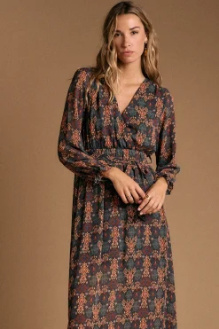 Polín Et Moi Vestido largo estampado esmeralda Multicolor Clearance