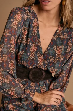 Polín Et Moi Vestido largo estampado esmeralda Multicolor Clearance