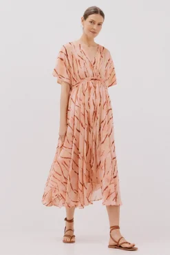 Cortefiel Vestido largo estampado fluido Multicolor Best