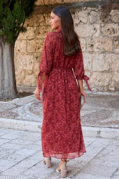 Polín Et Moi Vestido largo flores Rojo Sale