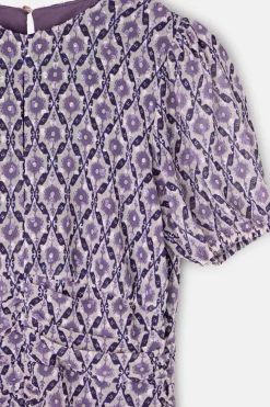 Silbon Vestido largo fruncido estampado Estampado granate Outlet