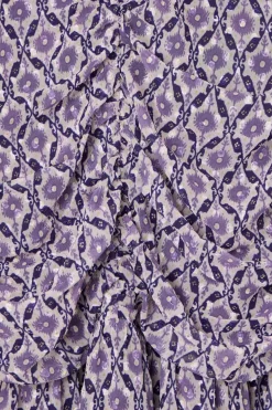 Silbon Vestido largo fruncido estampado Estampado granate Outlet