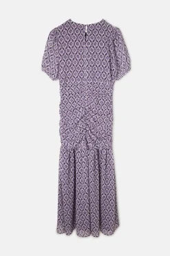 Silbon Vestido largo fruncido estampado Estampado granate Outlet