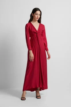 Silbon Vestido largo nudo jacquard Rojo Sale
