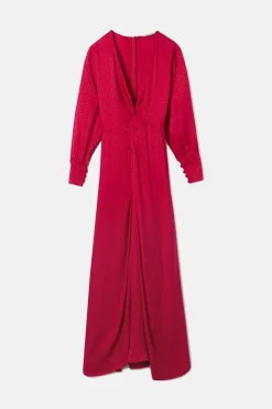 Silbon Vestido largo nudo jacquard Rojo Sale