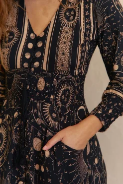 Jaase Vestido largo Sabrina estampado astrid Negro New