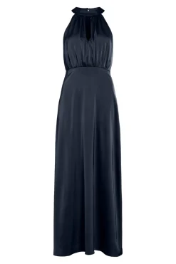 Vila Vestido largo satinado de fiesta Azul marino Discount
