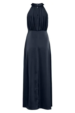 Vila Vestido largo satinado de fiesta Azul marino Discount
