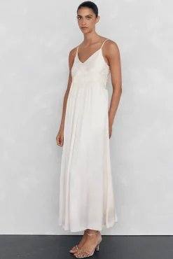 Pedro del Hierro Vestido lencero detalle frunces Beige Discount