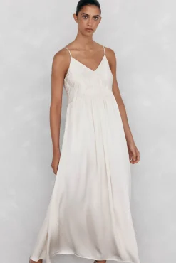 Pedro del Hierro Vestido lencero detalle frunces Beige Discount