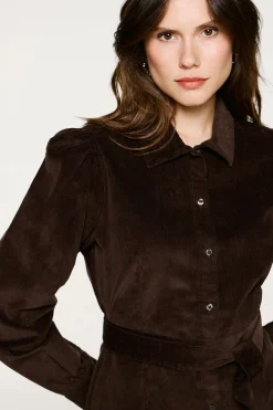 Selected Vestido micropana algodón orgánico Marr&oacute;n oscuro Sale