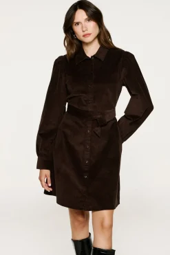 Selected Vestido micropana algodón orgánico Marr&oacute;n oscuro Sale