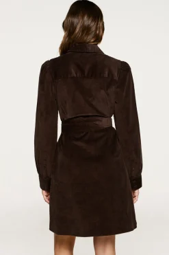 Selected Vestido micropana algodón orgánico Marr&oacute;n oscuro Sale