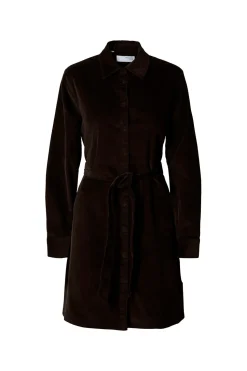 Selected Vestido micropana algodón orgánico Marr&oacute;n oscuro Sale