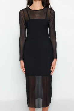 Trendyol Vestido midi ajustado negro Online