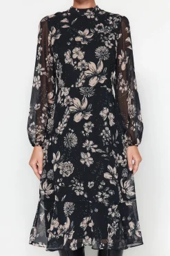 Trendyol Vestido midi chal negro