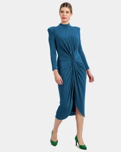 Cuplé Vestido midi con nudo frontal Azul Best