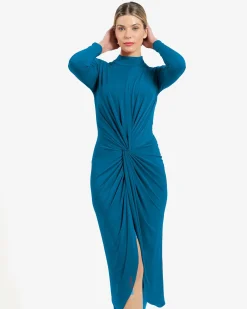 Cuplé Vestido midi con nudo frontal Azul Best