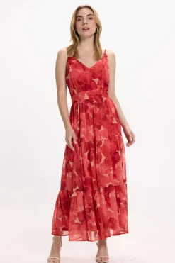 Vila Vestido midi de flores Rojo Sale