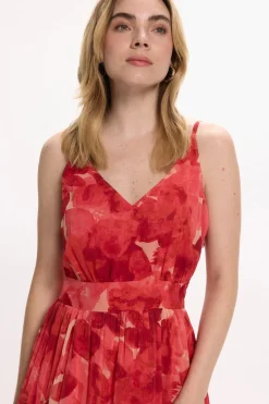 Vila Vestido midi de flores Rojo Sale