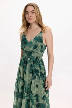 Vila Vestido midi de flores Verde oscuro Best