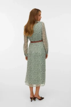 Vero Moda Vestido midi de gasa Verde Outlet