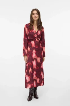 Vero Moda Vestido midi de manga larga Granate Best