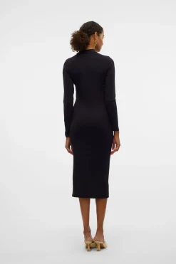 Vero Moda Vestido midi de manga larga Negro