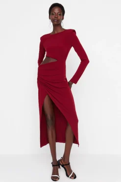 Trendyol Vestido midi de noche burdeos Outlet