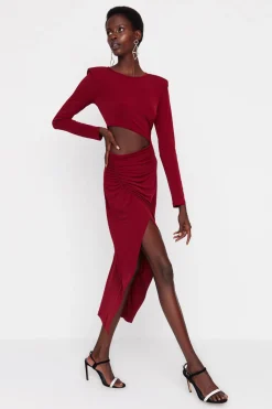 Trendyol Vestido midi de noche burdeos Outlet