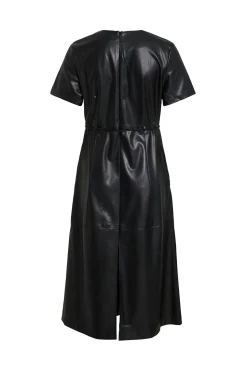 Vila Vestido midi de polipiel Negro Hot