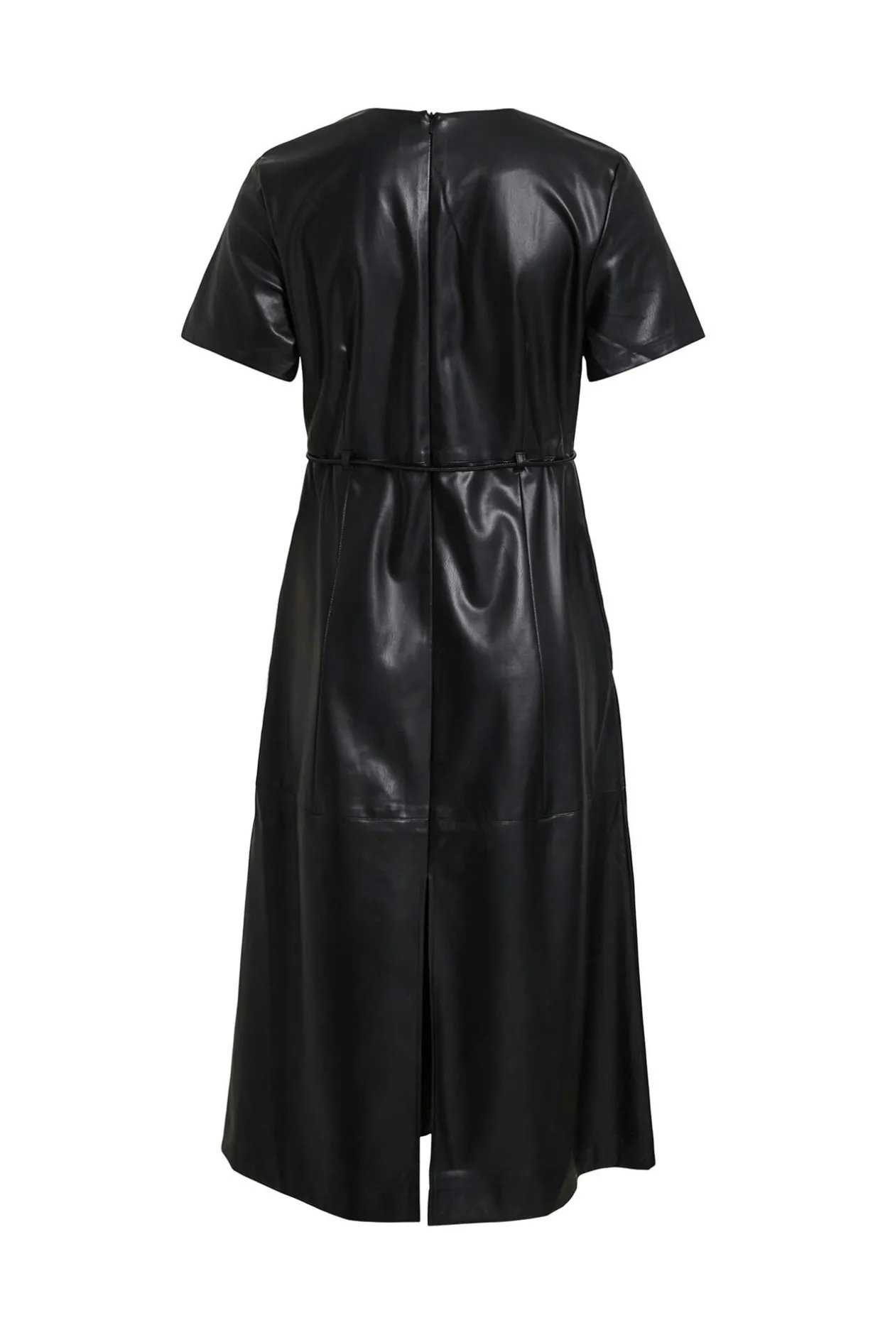 Vila Vestido midi de polipiel Negro Hot