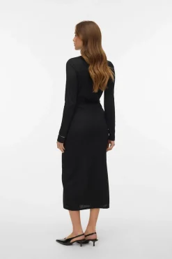 Vero Moda Vestido midi de punto cuello subido Negro Hot