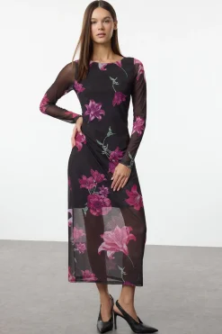 Trendyol Vestido midi de tul rosa New