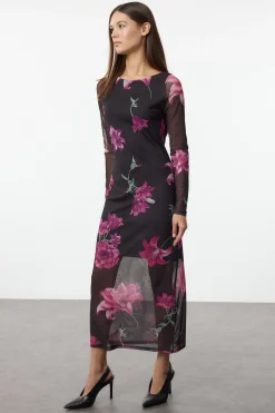 Trendyol Vestido midi de tul rosa New