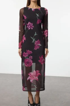 Trendyol Vestido midi de tul rosa New