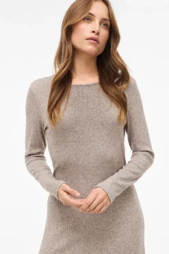 Vila Vestido midi de viscosa Arena