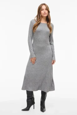 Vila Vestido midi de viscosa Gris Online